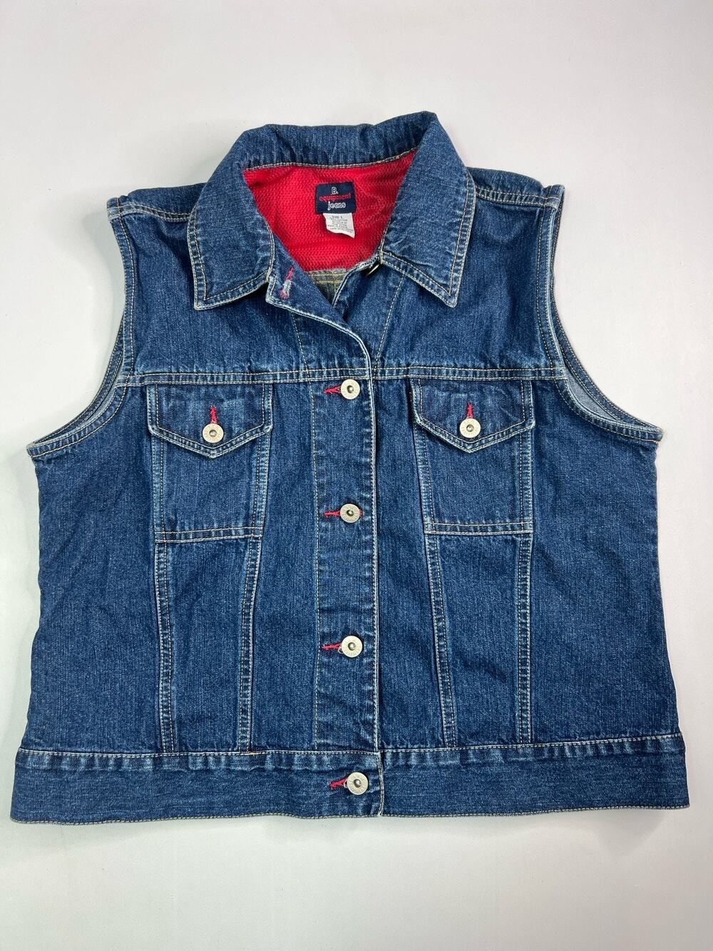 B.U.M. Equipment Jeans Denim Vest Pocket Buttons Y2K Woman’s Size Large